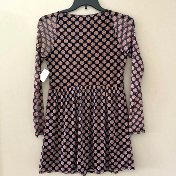 TOPSHOP “Love at First Scroll” First Floral Daisy Print Mesh Mini Dress Size M - Picture 11 of 12